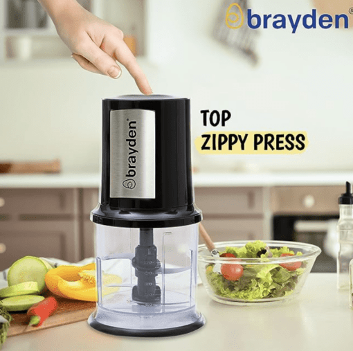 Brayden Chopro Electric Vegetable Chopper for Kitchen | 400 Watts Copper Motor | 500 ml Bowl For Chop, Mince, Puree & Whisk | 4 Bi-Level Stainless steel Blade | Onion, Carrot, Garlic & Fruits (Black) - Image 3